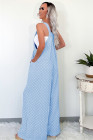 Beau Blue Checkered Pocketed High Waist Wide Leg Overall