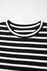 Black White Striped Short Sleeve Top and Shorts Set