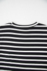 Black White Striped Short Sleeve Top and Shorts Set