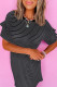 Black Stripe Ruffled Short Sleeve Crew Neck T Shirt Shift Mini Dress