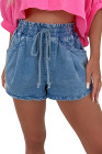 Ashleigh Blue Drawstring Elastic Waistband Casual Denim Shorts with Pockets