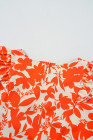 Orange Floral Ruffle Sleeve Print Top