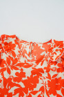 Orange Floral Ruffle Sleeve Print Top