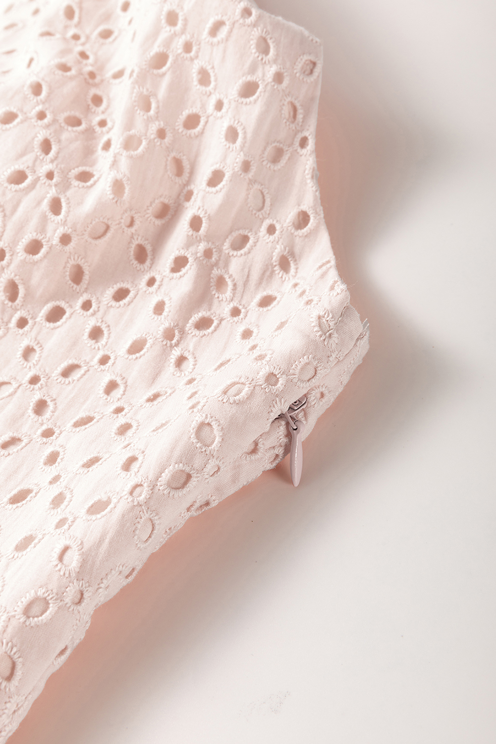 Delicacy Embroidered Eyelets Ruffled Hem Sleeveless Mini Dress