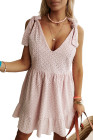 Delicacy Embroidered Eyelets Ruffled Hem Sleeveless Mini Dress