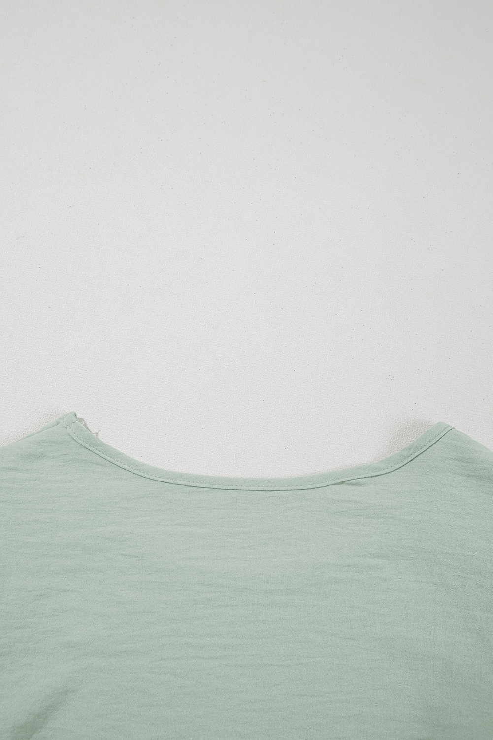Clearly Aqua Solid Color Ruffled Short Sleeve Casual Blouse