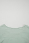 Clearly Aqua Solid Color Ruffled Short Sleeve Casual Blouse