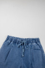 Ashleigh Blue Drawstring Elastic Waistband Casual Denim Shorts with Pockets