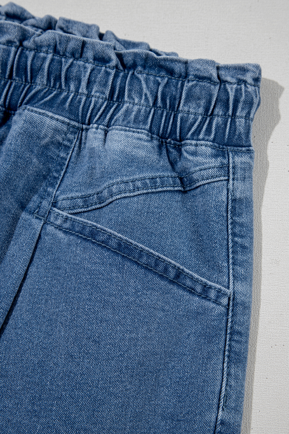 Ashleigh Blue Drawstring Elastic Waistband Casual Denim Shorts with Pockets