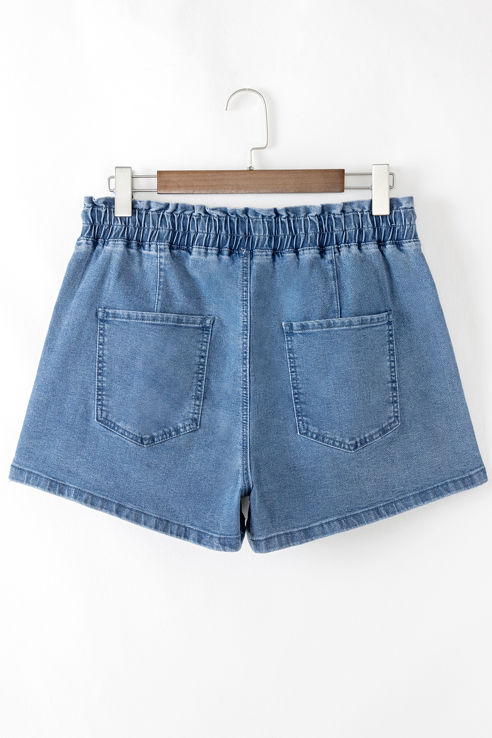 Ashleigh Blue Drawstring Elastic Waistband Casual Denim Shorts with Pockets