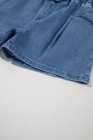 Ashleigh Blue Drawstring Elastic Waistband Casual Denim Shorts with Pockets