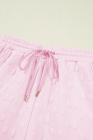 Pink Bow Jacquard Ruffle Sleeve Short 2pcs Outfit