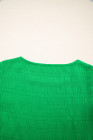 Dark Green Textured Ruffled Sleeve Round Neck Top