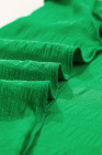 Dark Green Textured Ruffled Sleeve Round Neck Top