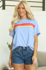Beau Blue Striped Patch Front Casual Tee