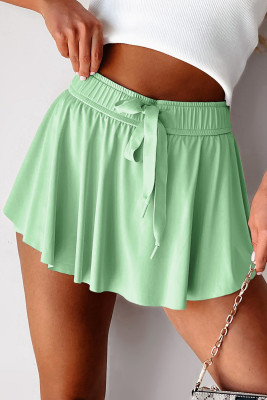 Light Green Drawstring Elastic Waistband Lined Tennis Skorts LC731875-P809