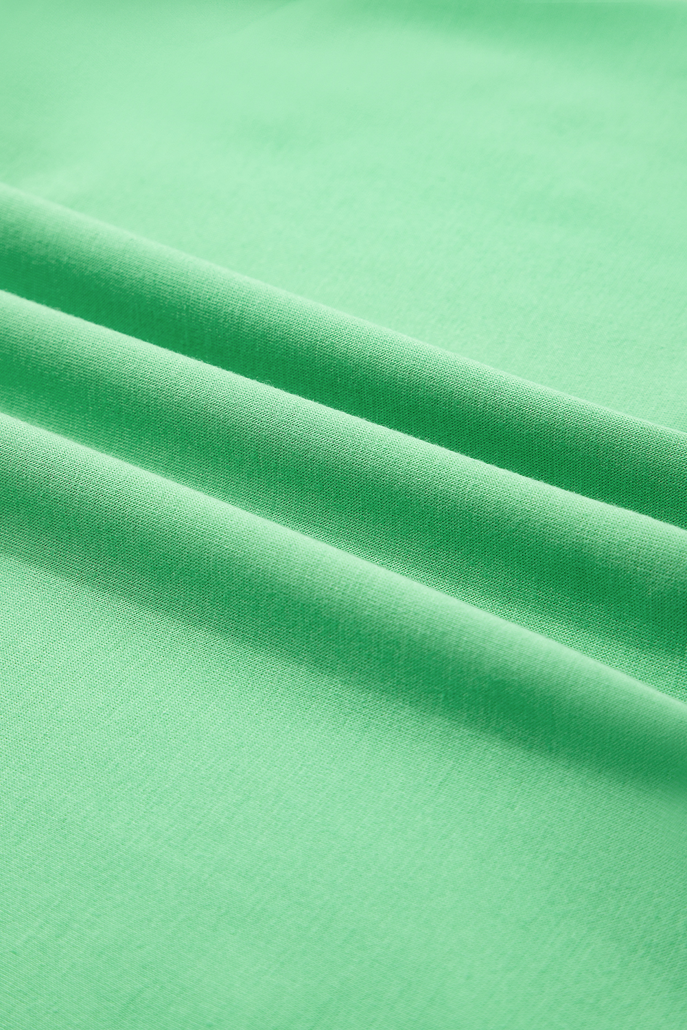 Mint Green V Neck Drop Shoulder Tee and Patchwork Drawstring Elastic Waistband Shorts Set