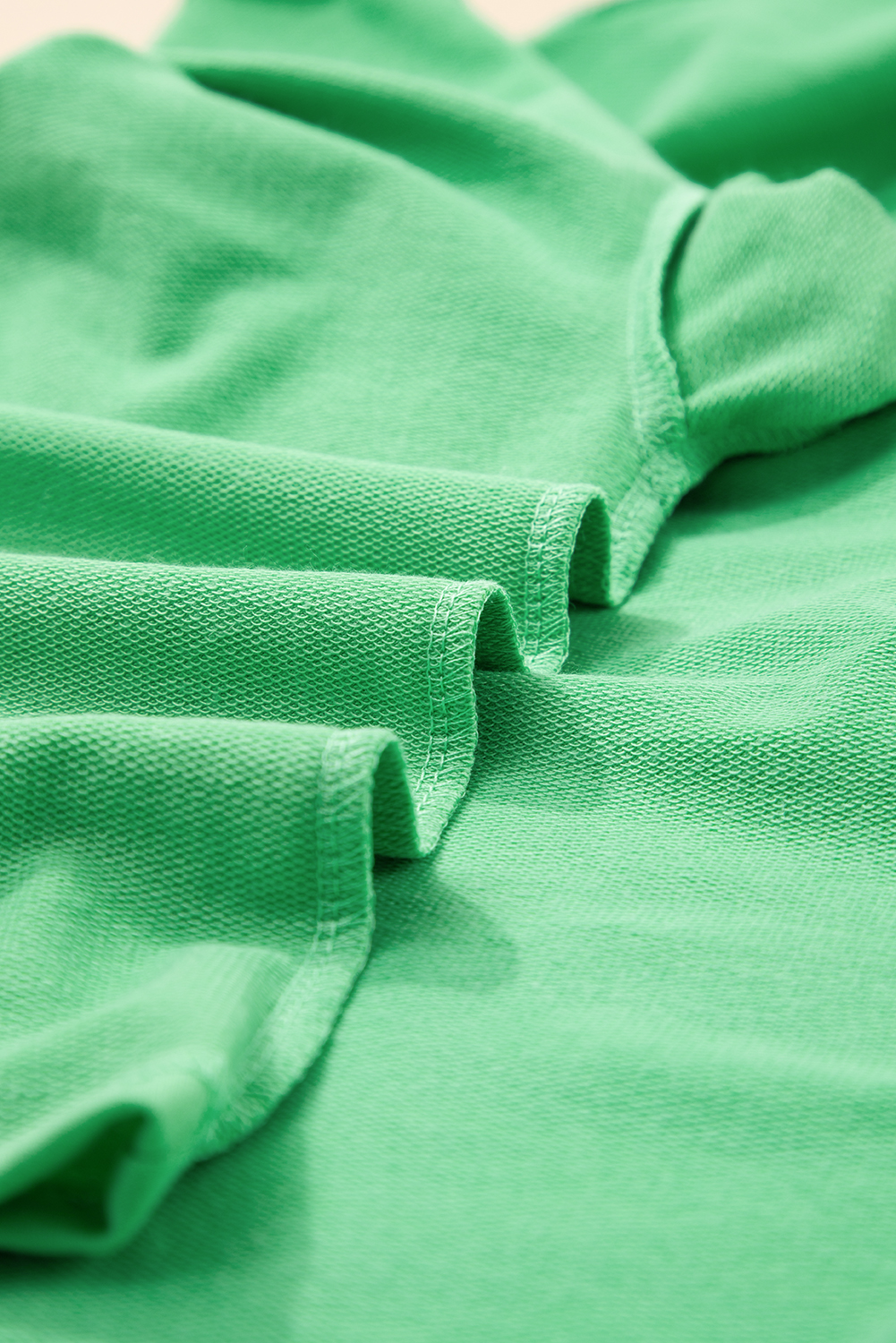 Mint Green V Neck Drop Shoulder Tee and Patchwork Drawstring Elastic Waistband Shorts Set