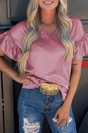 Toadstool Satin Ruffle Sleeve Top LC25131037-P1508