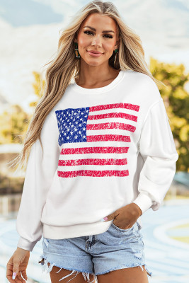 White American Flag Graphic Drop Shoulder Loose Sweatshirt LC25317516-P1