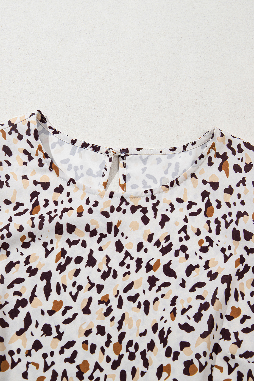 Khaki Leopard Ruffled Flutter Sleeve Keyhole Back Mini Dress