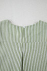 Green Stripe Textured Round Neck Short Puff Sleeve Blouse