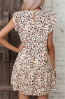 Khaki Leopard Ruffled Flutter Sleeve Keyhole Back Mini Dress