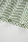 Green Stripe Textured Round Neck Short Puff Sleeve Blouse