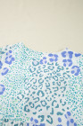 Sky Blue Leopard Contrast Bow Puff Sleeve Mini Dress