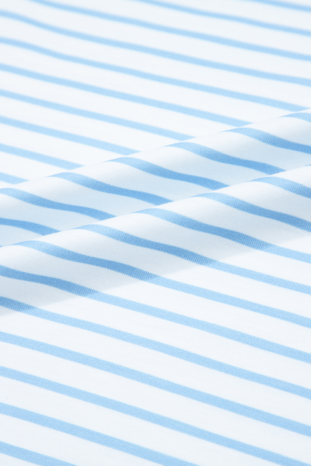 Sky Blue Stripe Floral Three Quarter Sleeves Patchwork Drop Shoulder Top