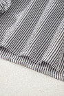 Black Striped Ruffle Short Bubble Sleeve Shirt