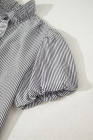Black Striped Ruffle Short Bubble Sleeve Shirt