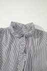Black Striped Ruffle Short Bubble Sleeve Shirt