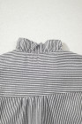 Black Striped Ruffle Short Bubble Sleeve Shirt