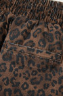 Brown Leopard Print Elastic Waistband Drawstring Denim Skort