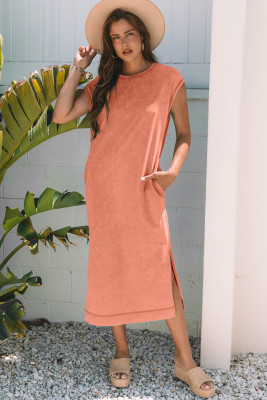 Carrot Mineral Wash Pocketed T-shirt Long Dress LC6124984-P1014