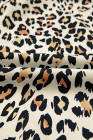 Khaki Leopard Color Block Contrast Striped V Neck Half Sleeve Loose Fit Blouse