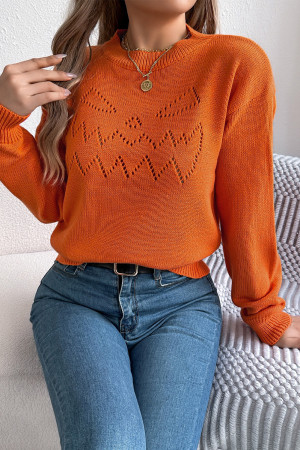 Flamingo Halloween Spooky Face Hollowed Pattern Casual Sweater LC2727412-P9014