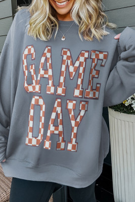 Sleet GAME DAY Checkered Letter Graphic Oversize Sweatshirt LC25319894-P7011