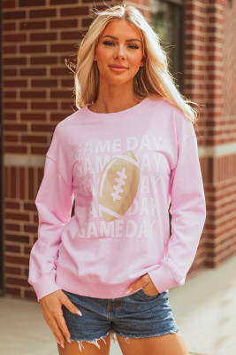 Pink GAME DAY Football Rugby Print Casual Sweatshirt LC25319882-P10