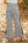 Gray Leopard High Waist Side Bow Straight Leg
