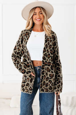 Brown Leopard Open Casual Cardigan LC2712381-P1720