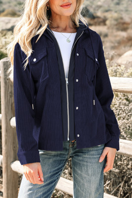 Sail Blue 2 in 1 Thermal Knit Textured Hooded Jacket LC8513793-P905