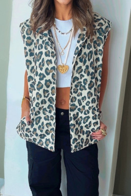 Brown Leopard Open Front Jacket Vest LC853455-P1720