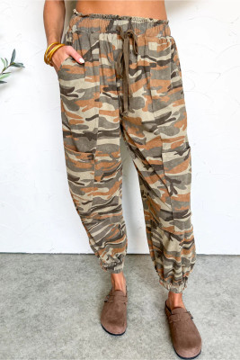 Green Camouflage Printed Drawstring Elastic Waist Jogger Pants LC7713974-P920