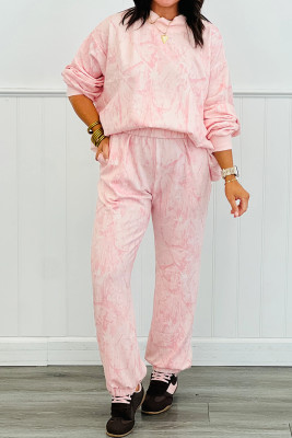 Pink Camo Print Jogger Pants Set LC628421-P1020