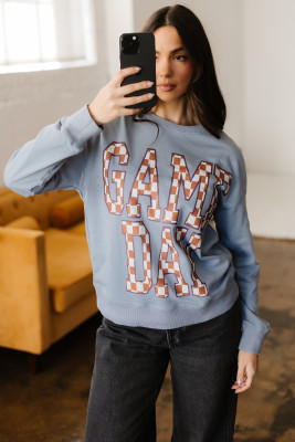 Sleet GAME DAY Checkered Letter Graphic Oversize Sweatshirt LC25319894-P7011