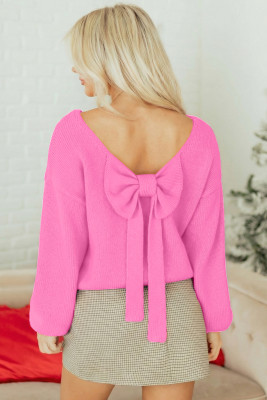Bonbon Festive Bow Backless Bubble Sleeve Sweater LC2727727-P3010