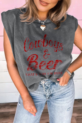Sleet Cowboy & Beer Western Graphic Mineral Wash Tank Top LC25613641-P7011