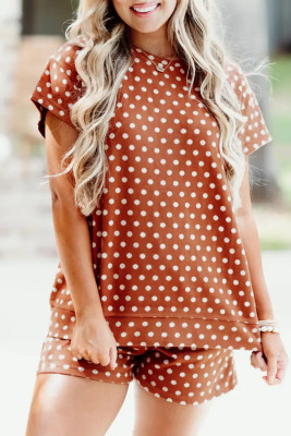 Brown Polka Dot Print Short Set LC628992-P1720